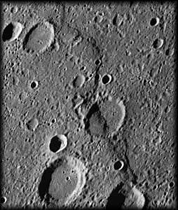 Close up of Mercury's surface features.