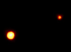 Hubble Space Telescope image of Pluto and Charon.